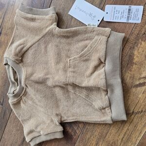 Beige Short Sleeve Sweatshirt